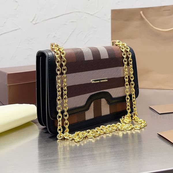 

check shoulder bag cross body purse tartan handbag lady chain flap bags fashion gold lettering hardware women messenger bags canvas clutch s