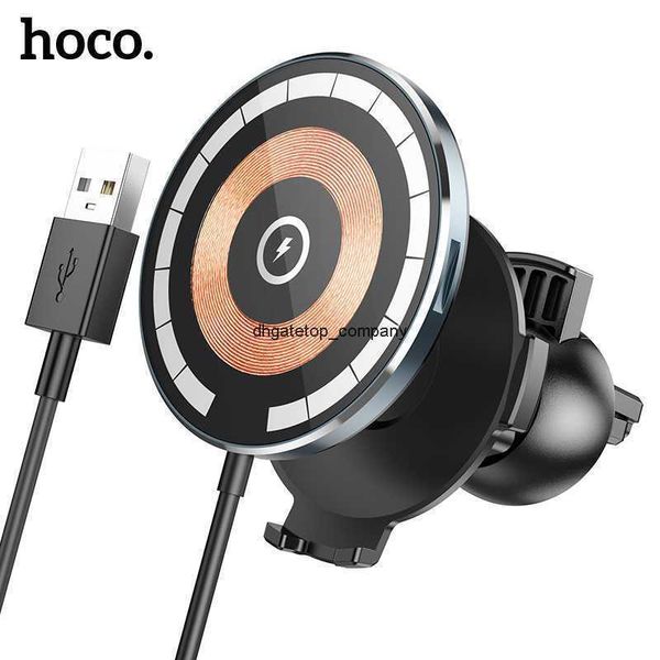 

fast charge hoco 2in1 magnetic wireless car charger for iphone 14 plus 13 pro max 15w charging airvent handle