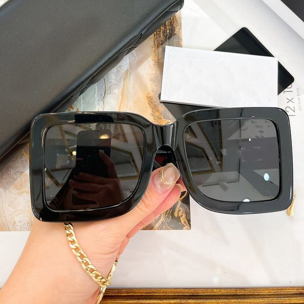

square charm sunglasses for women shiny black grey lenses designer sunglasses uv400 eyewear with box, White;black