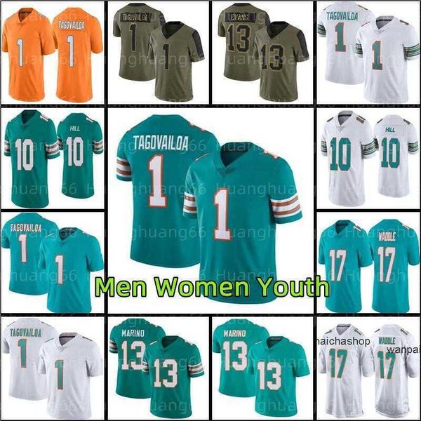 

jersey 1 tua tagovailoa 10 tyreek hill football jersey 17 jaylen waddle 13 dan marino xavien howard jaelan phillips mike gesicki jer'&#, Black;red