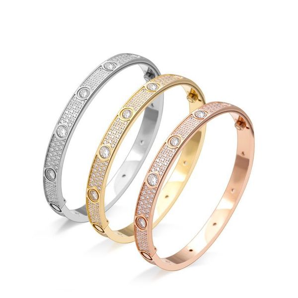 

luxury tennis couple diamond bracelet women stainless steel rose gold 3 rows bracelets fashion jewelry in hand valentine day gift for girlfr, Golden;silver