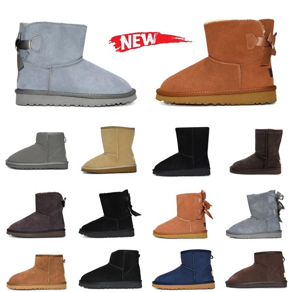 

classic australia mini half snow boot winter furry booties shoes australian classic warm boots womens satin ankle bootss, Black