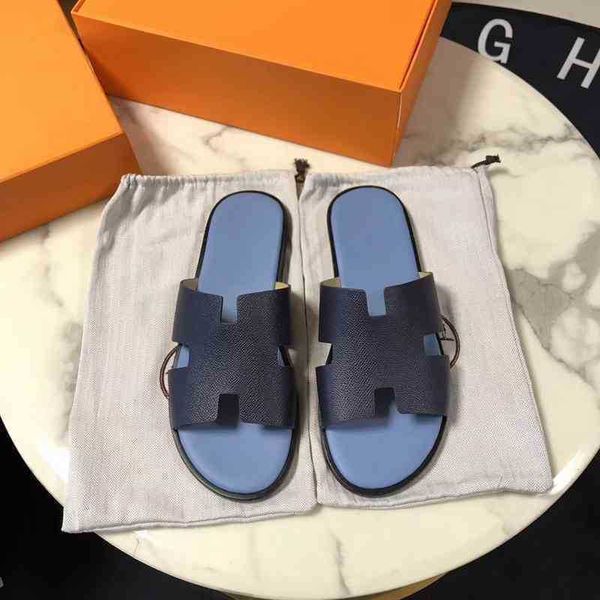 

herme shoes slippers erme summer flat heel wear-resistant daily leather flip flop versatile external men's sandals designer luxury have, Black