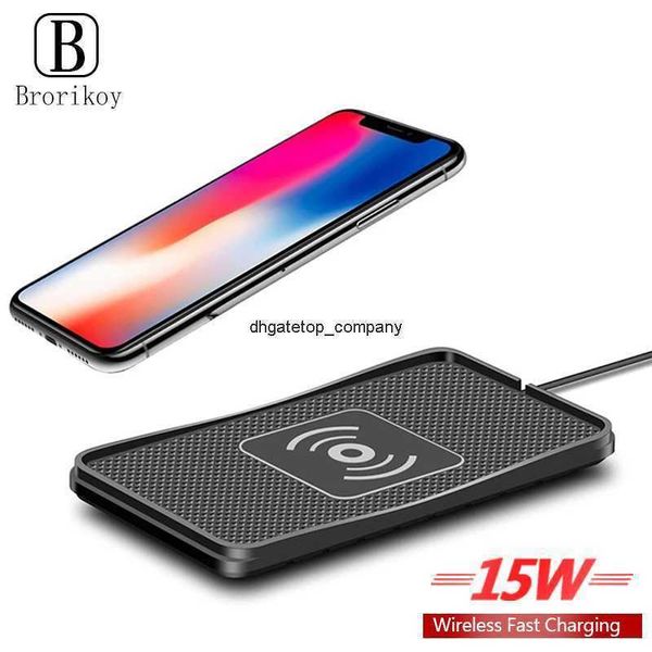

fast charge 15w wireless car charger silicone docking pad for samsung s20 s10 iphone 13pro xs max