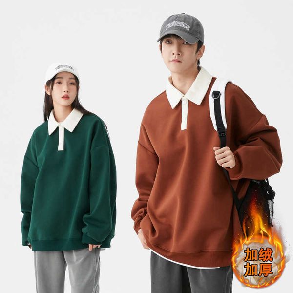 

2022 winter men's sweater couple casual fashion brand plush thickened, Black