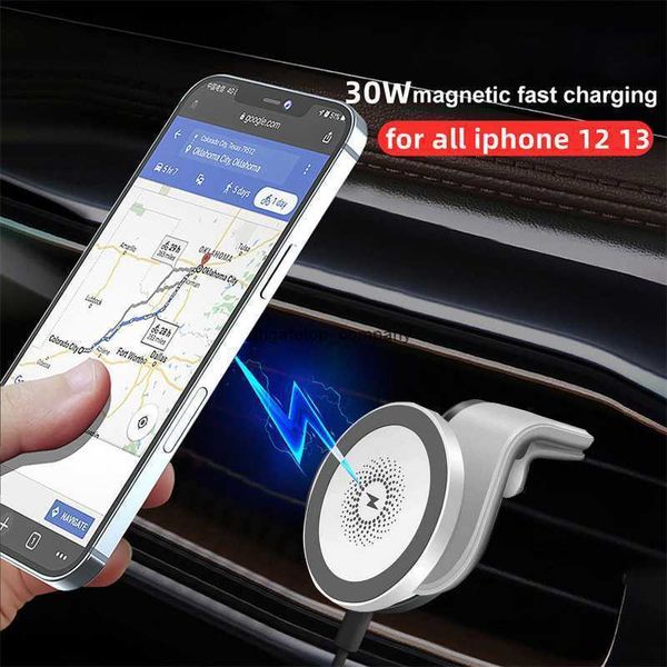 

fast charge 30w magnetic car wireless charger holder for magsafe series iphone 12 13 pro max mini charging phone stand
