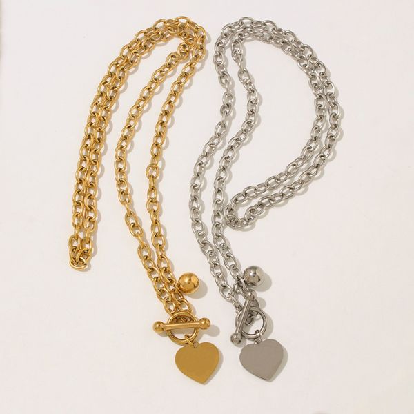 

2022 heart pendant necklaces women stainless steel couple designer jewelry on the neck valentine day gift for girlfriend accessori9916345, Silver