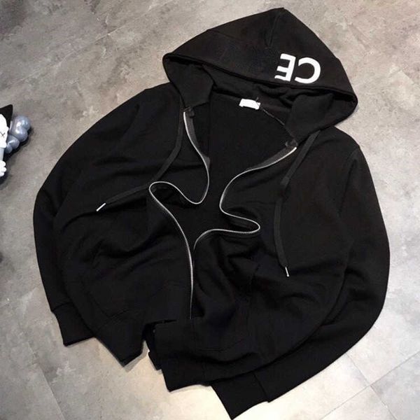

ce mens jacket designer jackets letter print zipper cardigan fashion sweatshirt men women casual hooded coat usa size, Black;brown