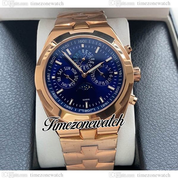 

mlf overseas perpetual calendar 4300v/120r-b509 automatic mens watch 4300 moon phase blue dial rose gold bracelet no chronograph new watches, Slivery;brown