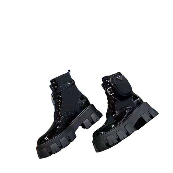 

boots 2022 martin boots fashion muffin thick bottom pocket bag short boots fashion gear bottom, Black