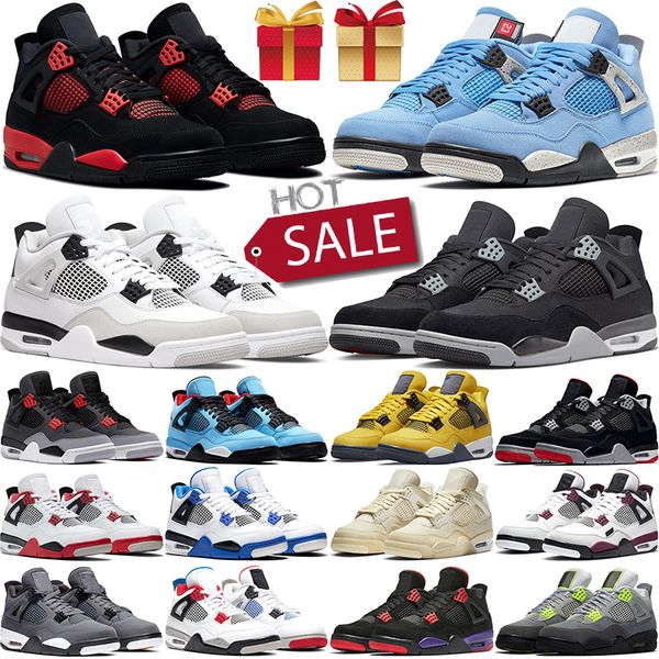 

4 retro black canvas basketball shoes men women jumpman 4s university blue white oreo red thunder cactus jack green glow mens trainer