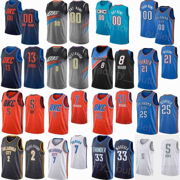 

association basketball printed city darius bazley jersey 7 shai gilgeous-alexander 2 luguentz dort 5 mike muscala 33 jeremiah robinson-earl, Black;red