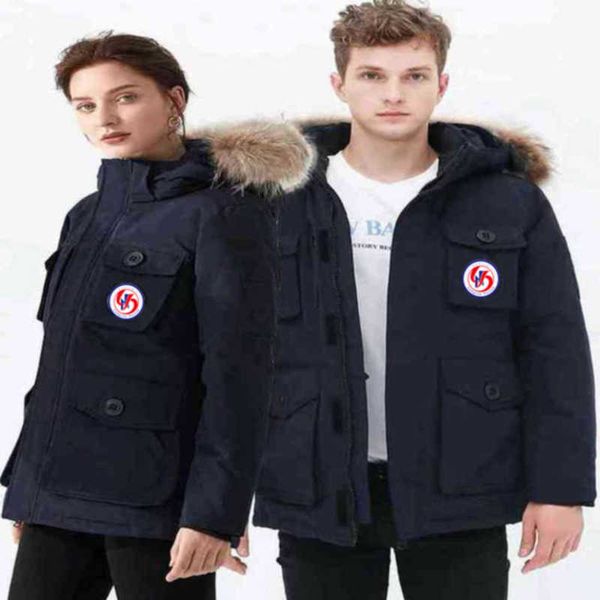 

designer luxury goosie down jacket fur ruff women cg winter fit warm canadas white goosing coat exterior pockets zipper stretch rib cuff the, Black