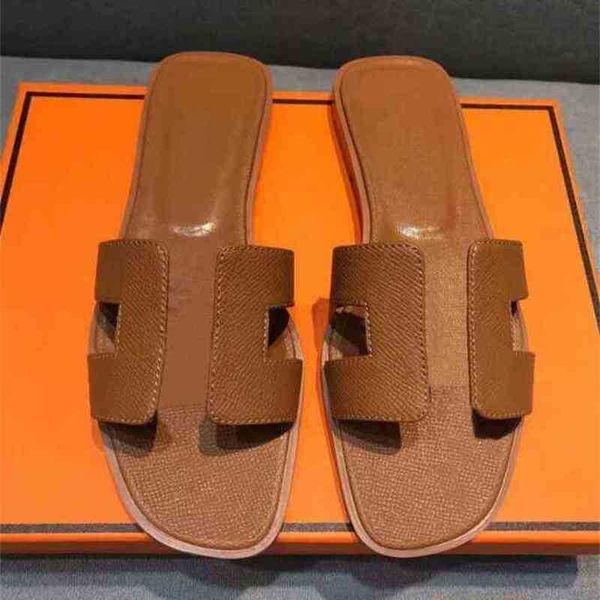 

slipperss luxury herme sllipper eme women designer genuine leater fasion sandals summer flat slides ladies beacherm have logo, Black