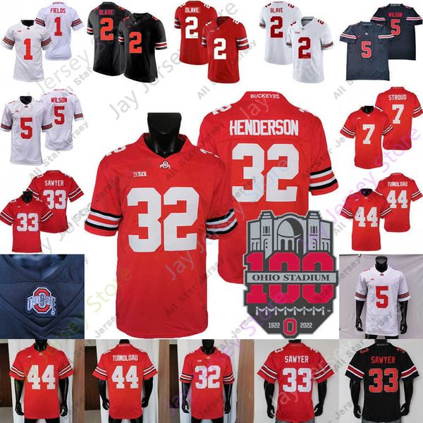 

american college football wear jerseys ohio state buckeyes football jersey ncaa college c.j. stroud treveyon henderson jaxon smith-njigba ha, Black