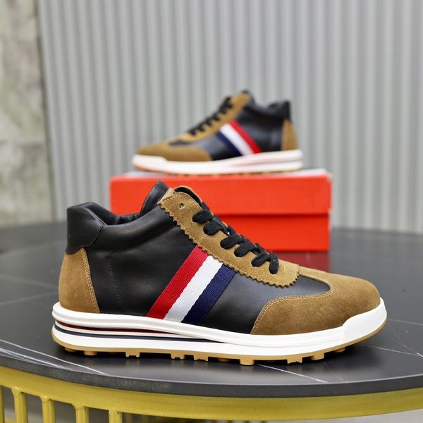 

sports shoes design mid tech runner sneaker thomas tricolor stripe brown casual walking tire rubber sole men's skateboarding walking eu