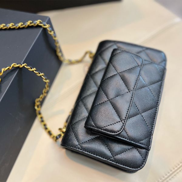 

luxury card holder designer bag ladies caviar genuine leather handbag fashion purse shoulder bags chain messenger crossbody bag wallet purse