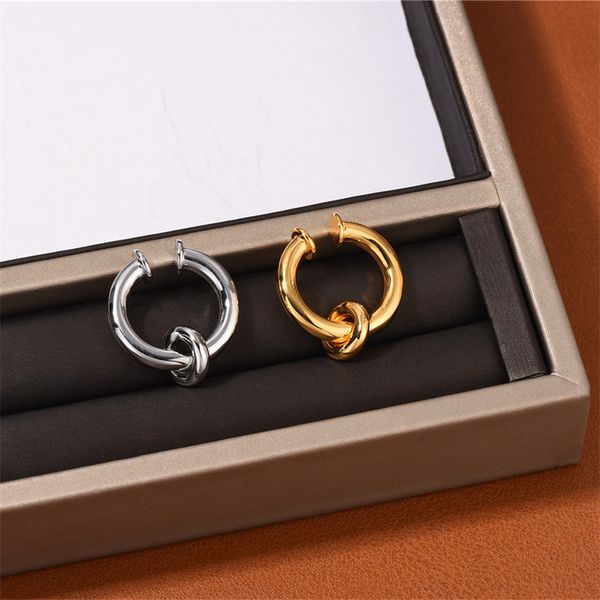 

ins niche design metal small ring screw back ear bone clip male and female neutral style hole cochlear clip simple fashion jewelry, Silver