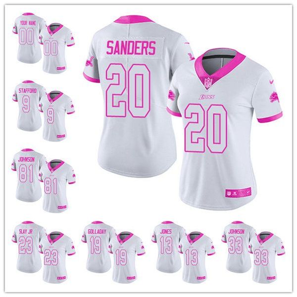 

football jersey detroit''lions''women mon-ra st. brown jared goff jameson williams aidan hutchinson white pink rush fash, Black