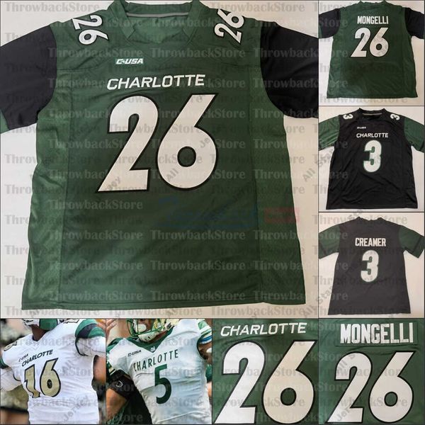 

american college football wear custom charlotte college football jerseys chris reynolds benny lemay victor tucker cameron dollar alex highsm, Black