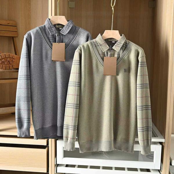

winter mens wool sweaters burb designer sweater lapel polo shirt tb horse embroidery knitted pullover coat men technical fleece casual jacke, White;black