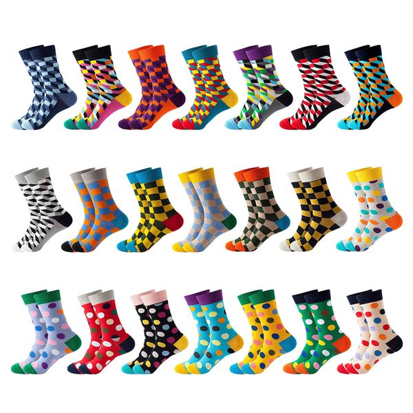 

socks combed cotton fashion hip hop men women dot square diamond harajuku skateboard happy funny sokken drop delivery 2022 smtji, Pink;yellow