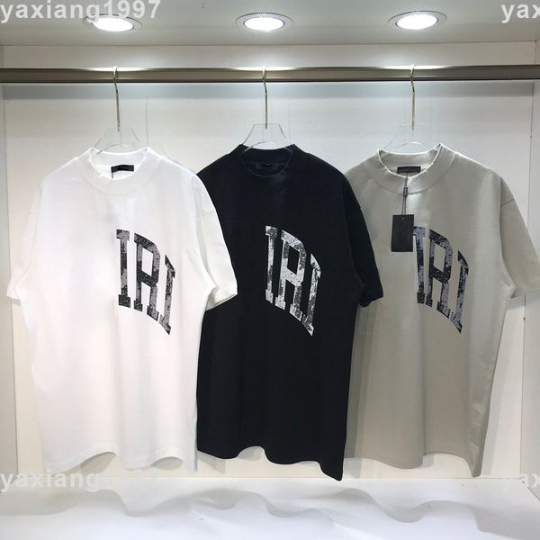 

2023ss spring and summer new hoodies high shirt grade cotton sweatshirts printing short pants sleeve round neck panel t-shirt size s-m-l-xl-, Black;brown