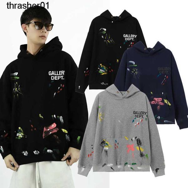 

men's hoodies designer sweatshirts galery dept splashed letters hoodie autumn loose casual men's women's cotton hoodie, Black