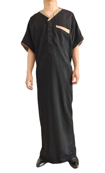 

ethnic wear 2022 new mosaic muslim moroccan short sleeve islamic men's robe, Red