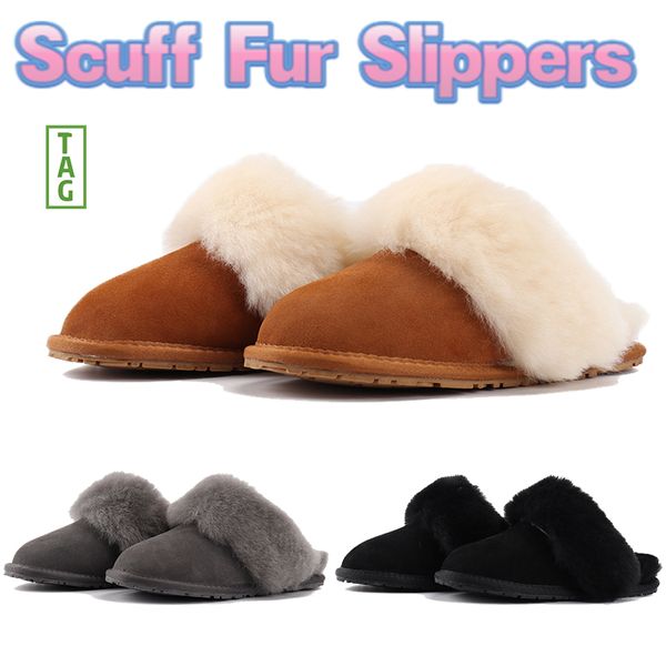 

fur slippers scuff sis warm shoes winter slides men women sneakers charcoal chestnut black luxury scuffs fashion mens slipper classic outdoo