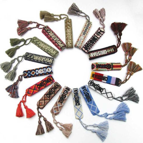 

women's luxury bracelets classic designer brand bangle d jewelry embroidered word woven bracelet letter rope fashion tassel girl men co, Black