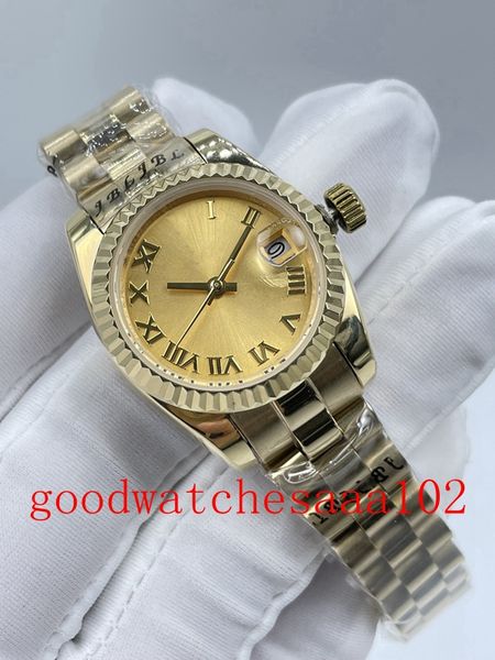 

luxury watchladies watch 31mm 26mm yellow dial 178274 126231 178273 automatic mechianical eta movement 18k yellow gold stainless steel brace, Slivery;brown