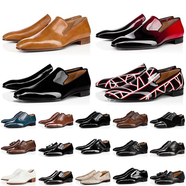 

2022 fashion mens designer dress shoes men leather patent low heel casual wedding shoes flat business sneakers trainers high - end atmospher, Black