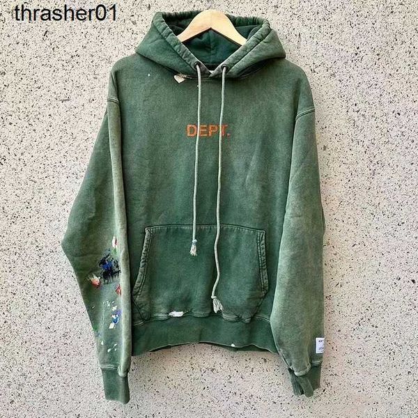 

designer men's hoodies sweatshirts galery dept graffiti speckled letters printed wash worn fashionbrandhoodie, Black