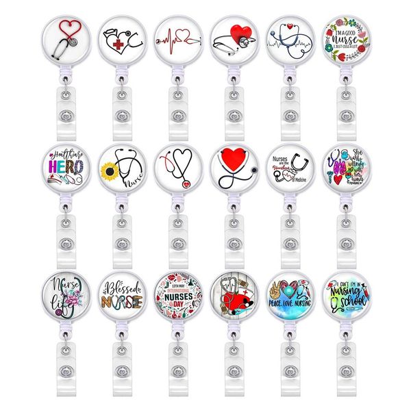 

key rings new design retractable nurse doctor badge reel medical tools students id card holder keychains lanyard drop de smtcx, Slivery;golden