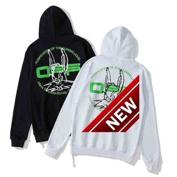 

fleece autumn and winter white new offs style head green letter men's women's couple's sweater coat, Black