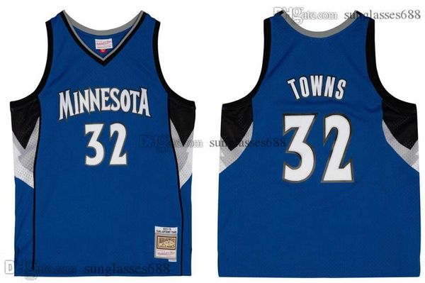 

custom stitched karl-anthony towns basketball jersey s-6xl mitchell & ness 2015-16 purple mesh hardwoods classics retro version men women yo, Black;red