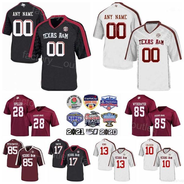 

ncaa a&m texas aggies football college 28 isaiah spiller jersey 6 devon achane 0 ainias smith 85 jalen wydermyer 10 zach calzada haynes king, Black
