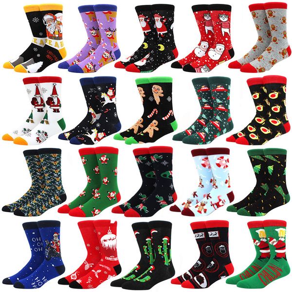 

socks new 2021 christmas women funny santa claus tree snow elk cotton happy men harajuku year sokken 39s drop delivery 2022 smt53, Pink;yellow