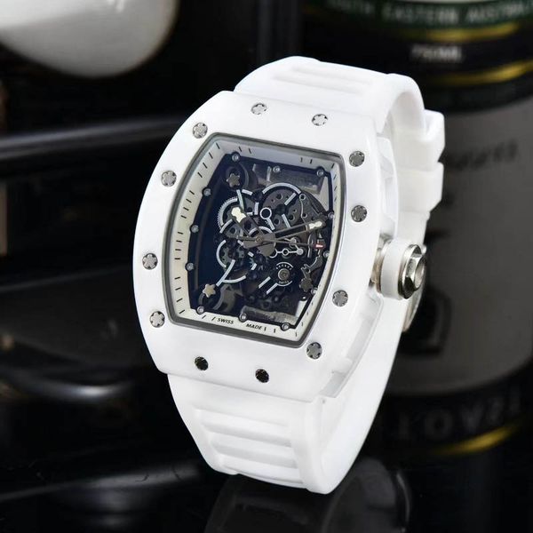 

men's luxury brand quartz movement watch fashionabl hollow out transparent watch rubber watches, Slivery;brown