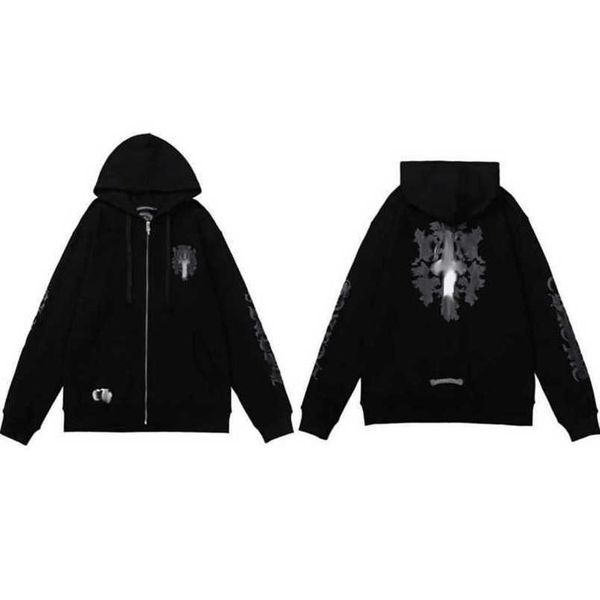 

luxury mens fashion sweatshirts designer women jackets hoodies sanskrit sweater zipper hooded cross pullover hoodie casual men coat sweatsh, Black