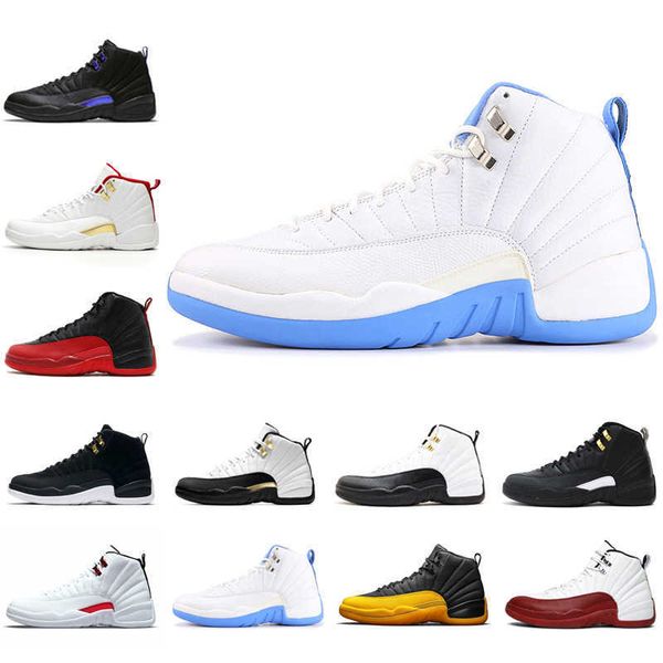 

flu game 12 basketball shoes 12s mens sports sneakers dark grey royalty taxi twist high trainers size 40-47