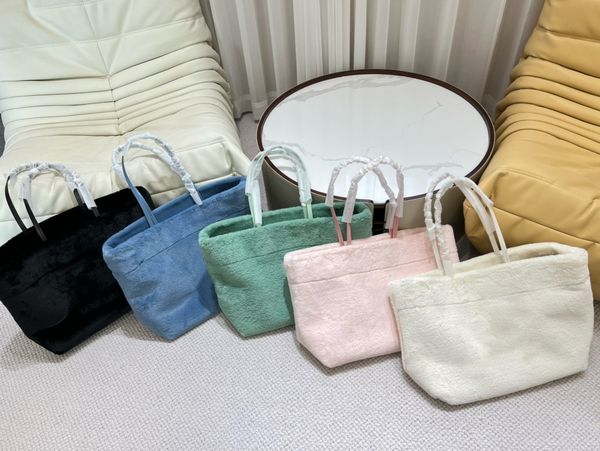 

tz autumn/winter soft plush tote bag candy color holiday handbags large capacity shopping bag for women everyday commuting shoulder bags 5 c