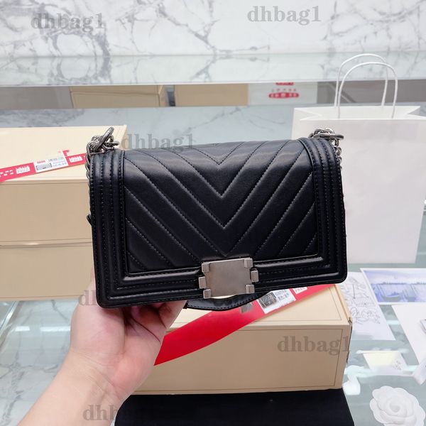 

suede vintage designer classical boy flap bag gold silver clasp v shape fracture three-colour original fine gold genuine leather shoulder cr