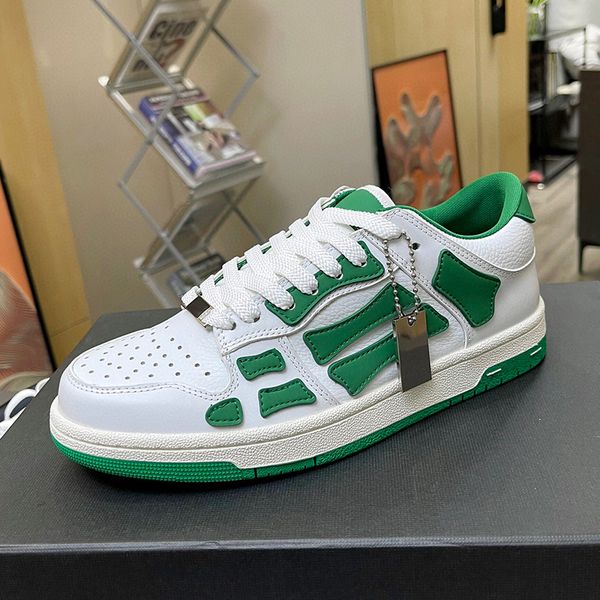 

running shoes women designer skel low bones hi leather sneakers luxury skeleton blue red white black green gray brown couple original 35-46