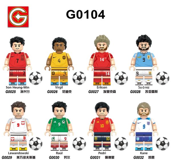 

g0104 football player minifigs mini toy figure virgil son heung min eriksen pedri building blocks