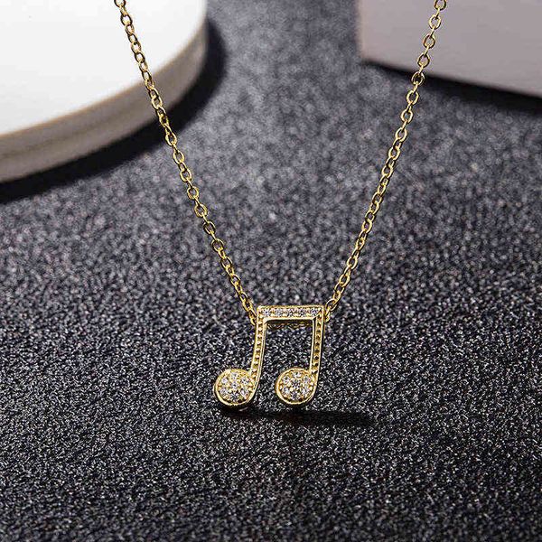 

chains s925 sterling silver note necklace korean version chic minimalist temperament female music symbol clavicle silver chain holiday style