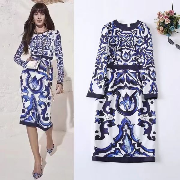 

do women's summer new fashion dress blue and white porcelain high-end ootd logo print dress bohemian wedding dress party dresses birthd, White;black