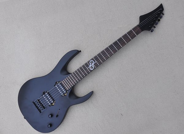 

black unusual electric guitar with 24 frets rosewood fretboard can be customized