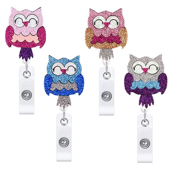 

key rings animals owl retractable nurse badge holder reel cute student id card keychains lanyard name tag drop delivery 2022 smtka, Slivery;golden